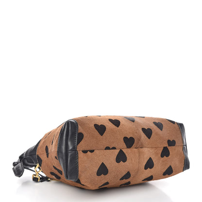 Burberry Calf Hair Heart Print Little Crush Dark Camel Black 4 of 11