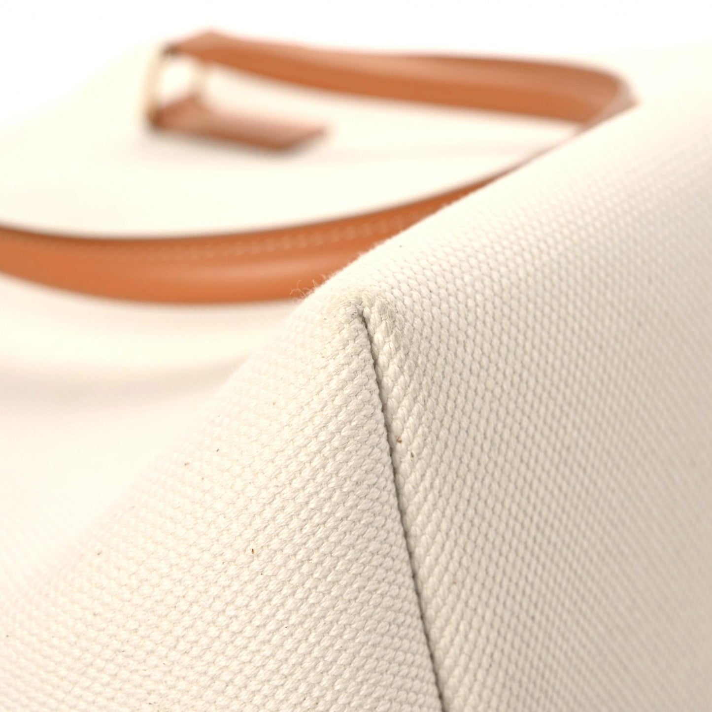 Canvas Calfskin Horizontal Cabas Natural Tan