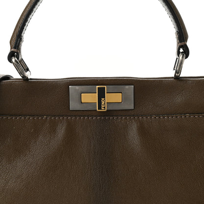 Fendi Goatskin Zucca Medium Peekaboo Iconic Satchel Taupe Tobacco Moro 7 of 9