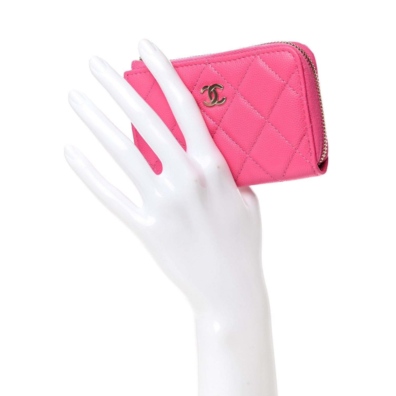 Chanel Caviar Quilted Zipped Key Holder Case Pink 2 of 8