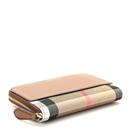 Burberry Grainy Calfskin House Check Elmore Zip Around Wallet Tan 4 of 8