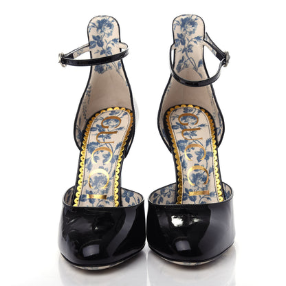 Gucci Patent Daisy Ankle Strap d'Orsay 105 Pumps 36 Black 5 of 10