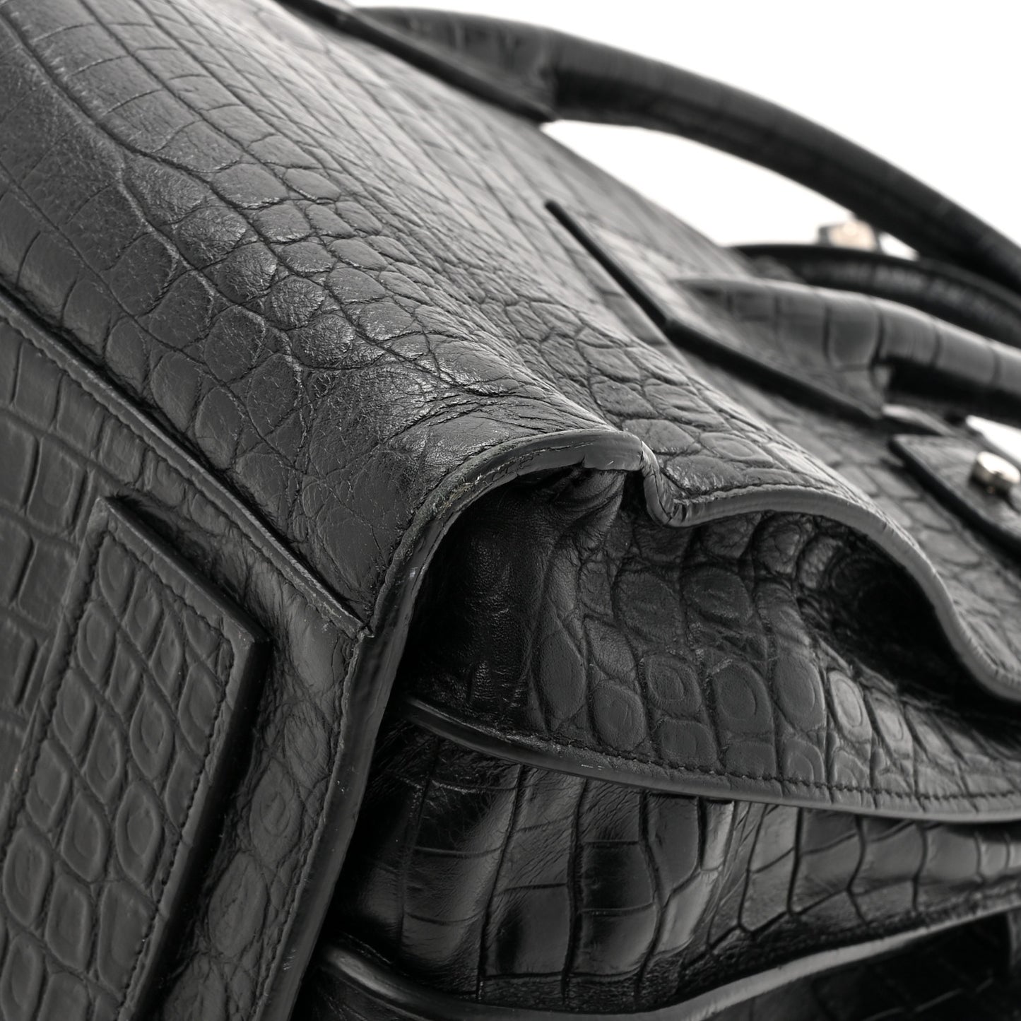 Calfskin Crocodile Embossed Small Sac de Jour Black