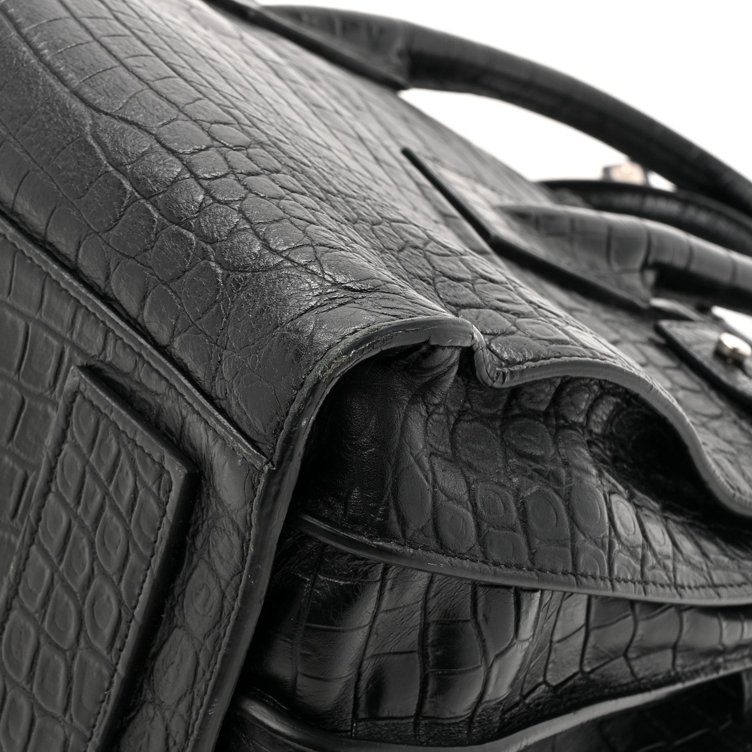 Saint Laurent Calfskin Crocodile Embossed Small Sac de Jour Black 15 of 20