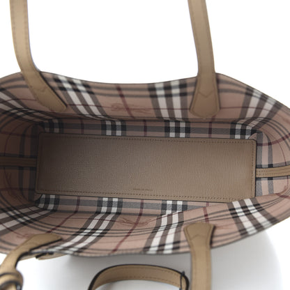 Burberry Grainy Calfskin Haymarket Check Medium Reversible Tote Camel 5 of 16