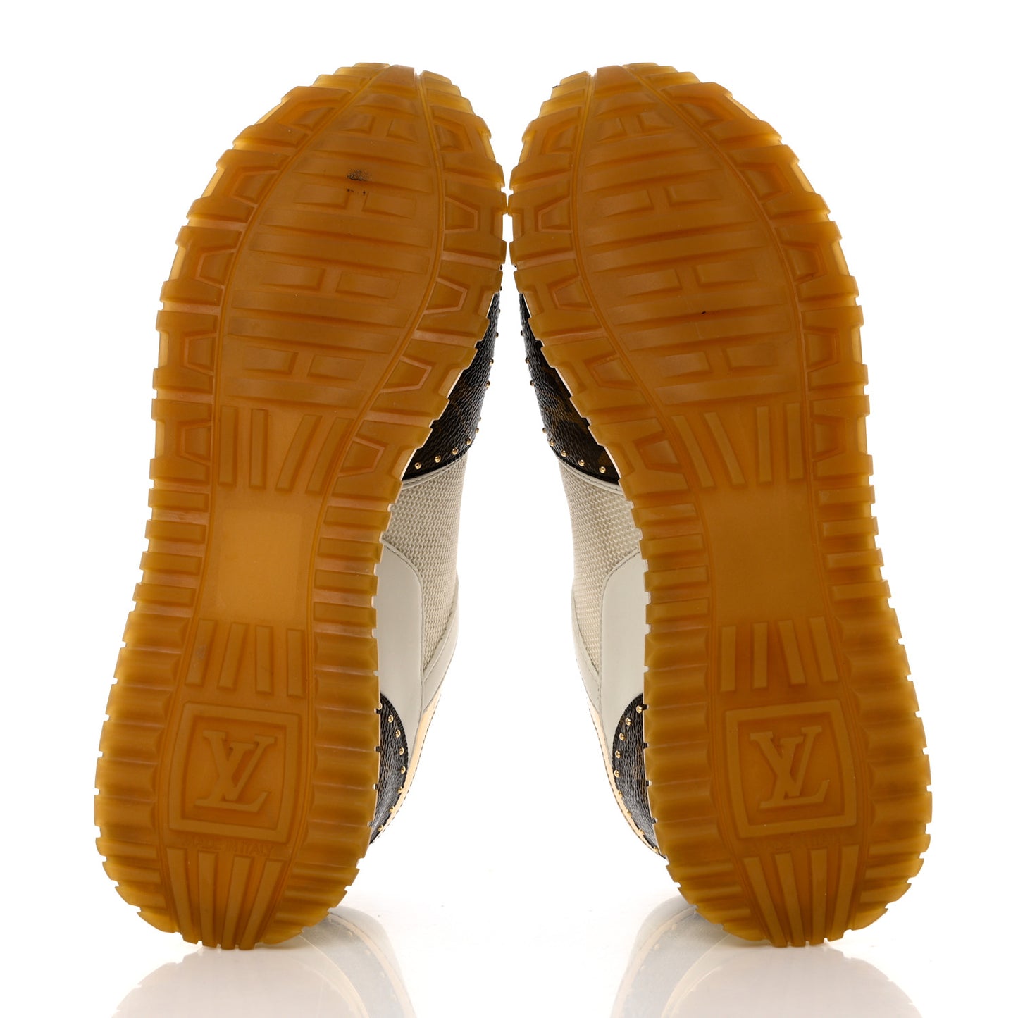 Calfskin Monogram Embellished Run Away Sneakers 36 White