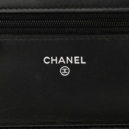 Chanel Patent Striped Wallet On Chain WOC Black 5 of 11