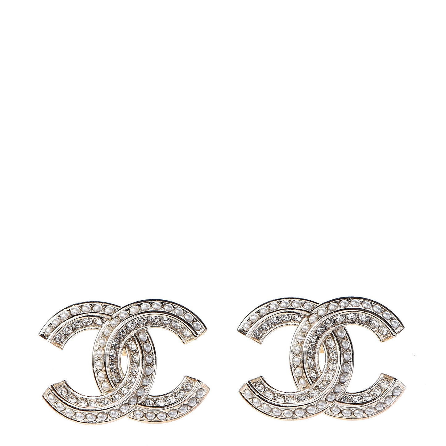 Pearl Crystal CC Earrings Gold