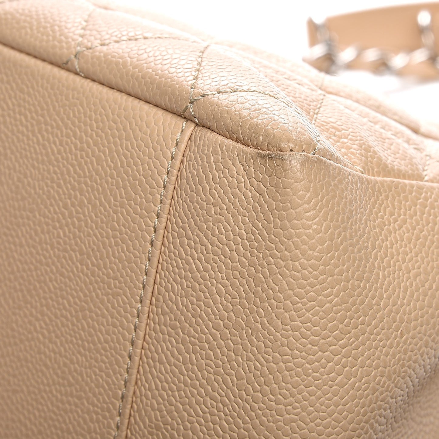 Caviar Quilted Grand Shopping Tote GST Beige Clair