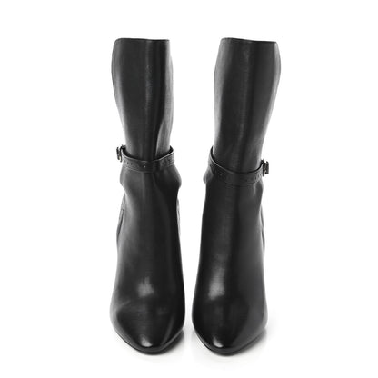 Saint Laurent Nappa Mica Buckle Ankle Booties 37 Black 2 of 9