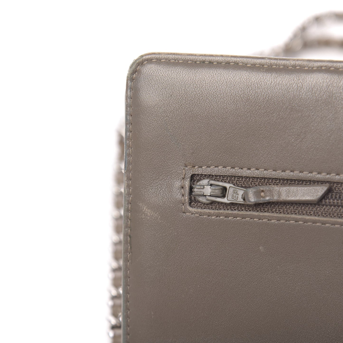 Patent Quilted Wallet On Chain WOC Brown