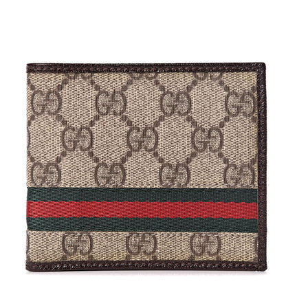 Gucci GG Supreme Monogram Web Bi-Fold Wallet Dark Brown 1 of 6