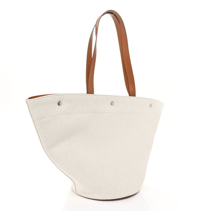 Saint Laurent Linen Calfskin Rive Gauche Tote Greggio Brick 3 of 9
