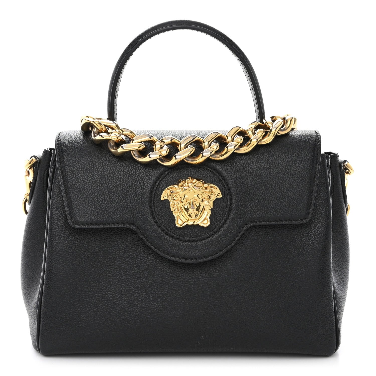 Versace Grained Calfskin La Medusa Top Handle Bag Black Black 1 of 11