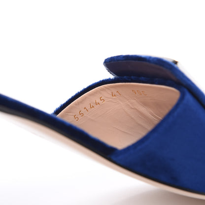 Gucci Velvet Crystal Square G Madelyn Slide Sandals 41 Cobalt Blue 8 of 10