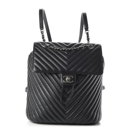 Chanel Calfskin Chevron Quilted Large Urban Spirit Backpack Black 1 of 8