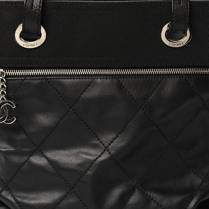 Chanel Coated Canvas Quilted Large Paris Biarritz Tote Black 16 of 23