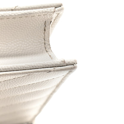 Saint Laurent Grain De Poudre Matelasse Chevron Monogram Envelope Chain Wallet Optical White 15 of 16