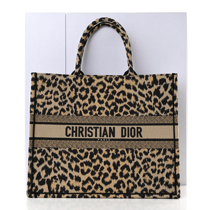 Christian Dior Canvas Mizza Embroidered Large Leopard Book Tote Beige 11 of 11