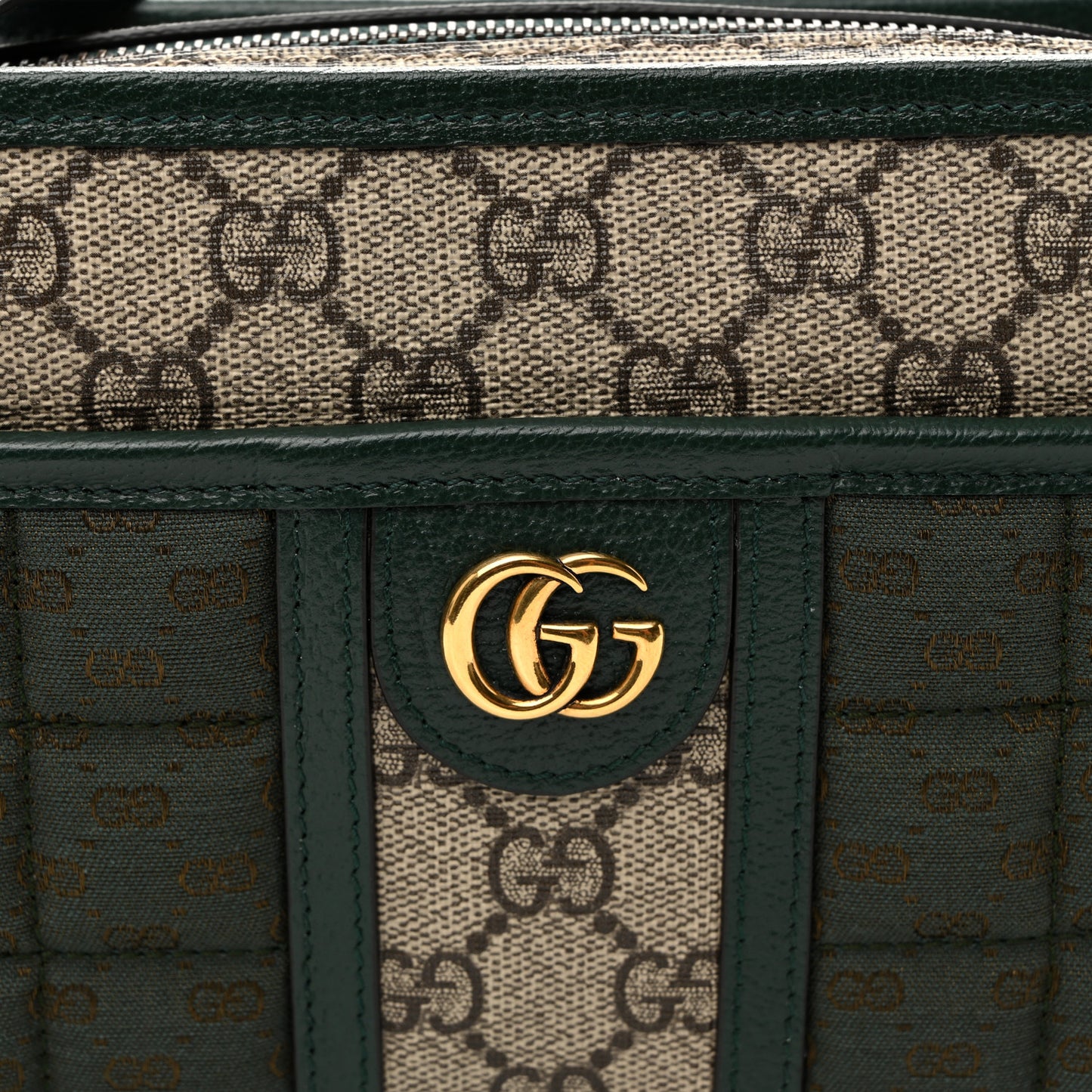 Monogram GG Mignon Textured Dollar Calfskin GG Supreme Monogram Quilted Mini GG Shoulder Bag Green Beige Ebony