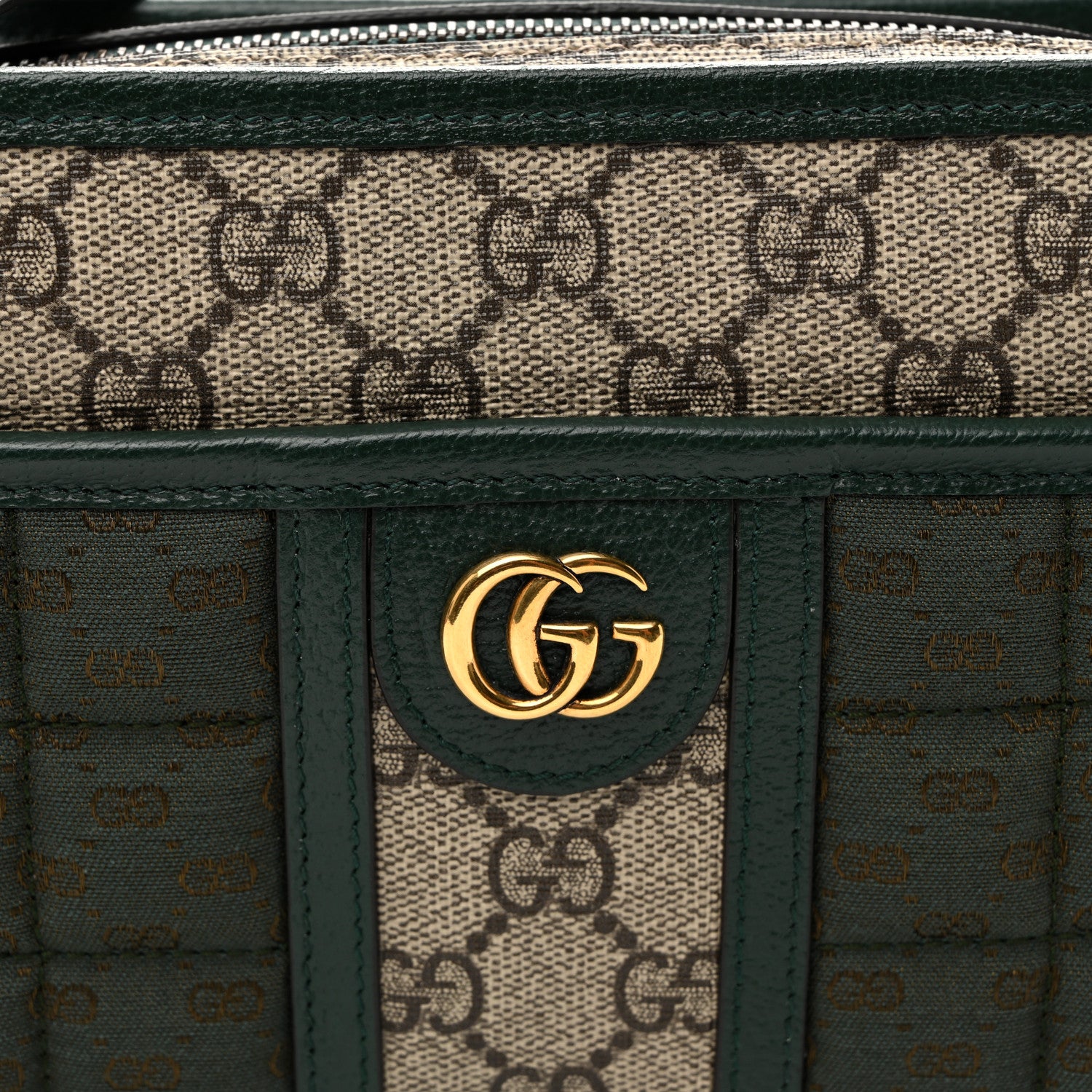 Gucci Monogram GG Mignon Textured Dollar Calfskin GG Supreme Monogram Quilted Mini GG Shoulder Bag Green Beige Ebony 7 of 9