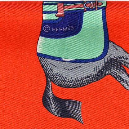 Hermes Silk Couvertures et Tenues de Jour a Carreaux Maxi Twilly Cut Vermillon Marine Ciel 4 of 4