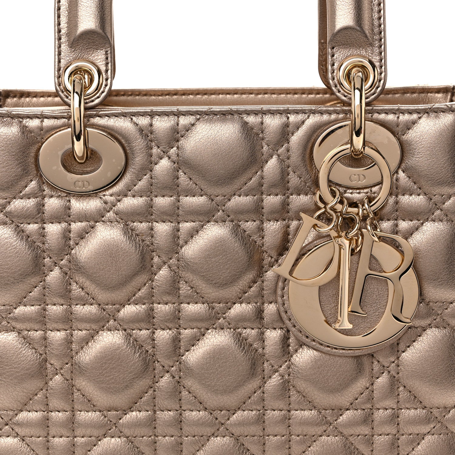 Christian Dior Metallic Lambskin Cannage Small My ABCDior Lady Dior Gold 8 of 11