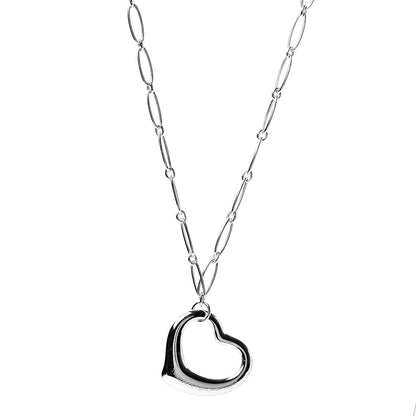 Tiffany Sterling Silver 35mm Elsa Peretti Open Heart Link Pendant Necklace 1 of 5