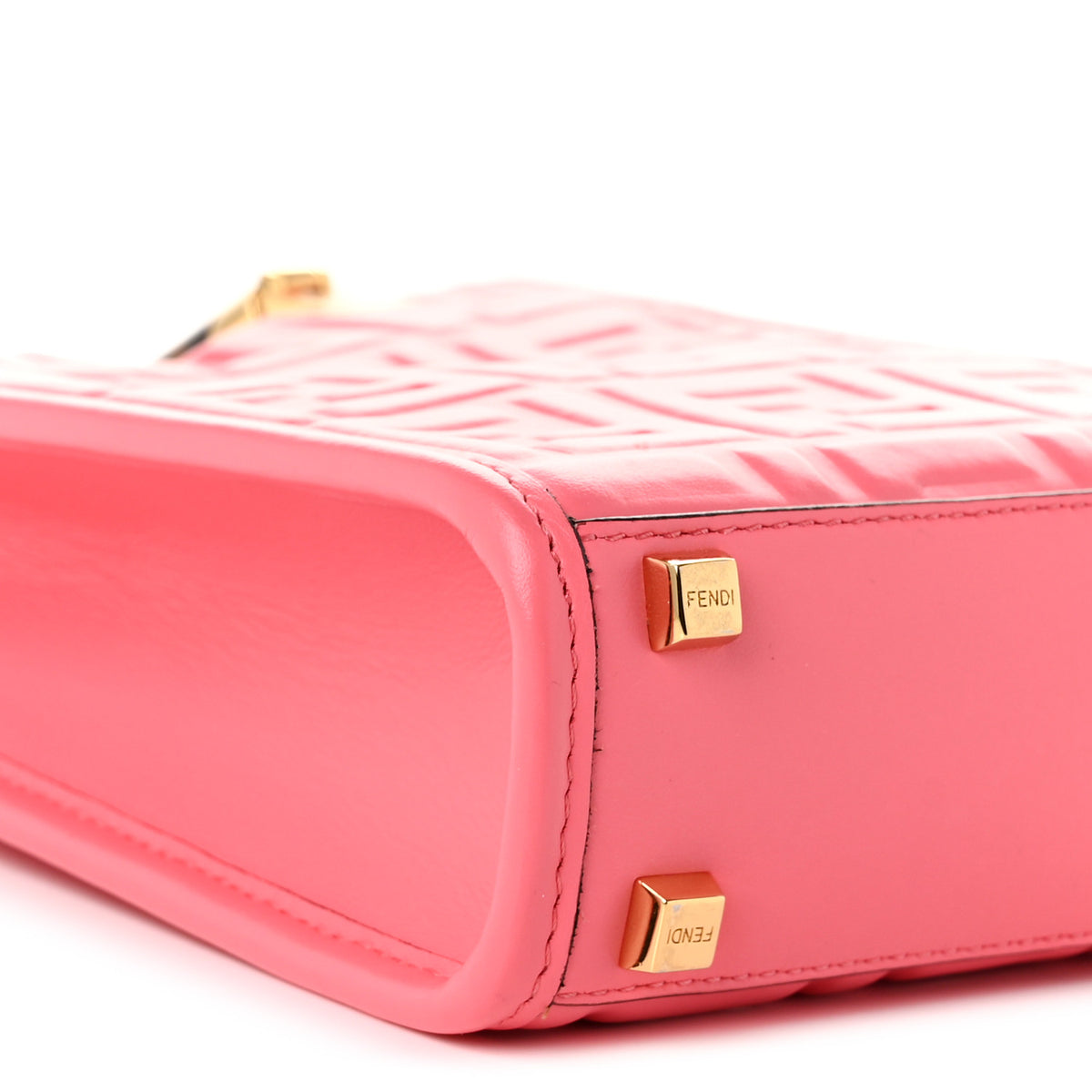 Vitello Plexiglass FF Embossed Mini Fendi Sunshine Shopper Tote Pink Dalia