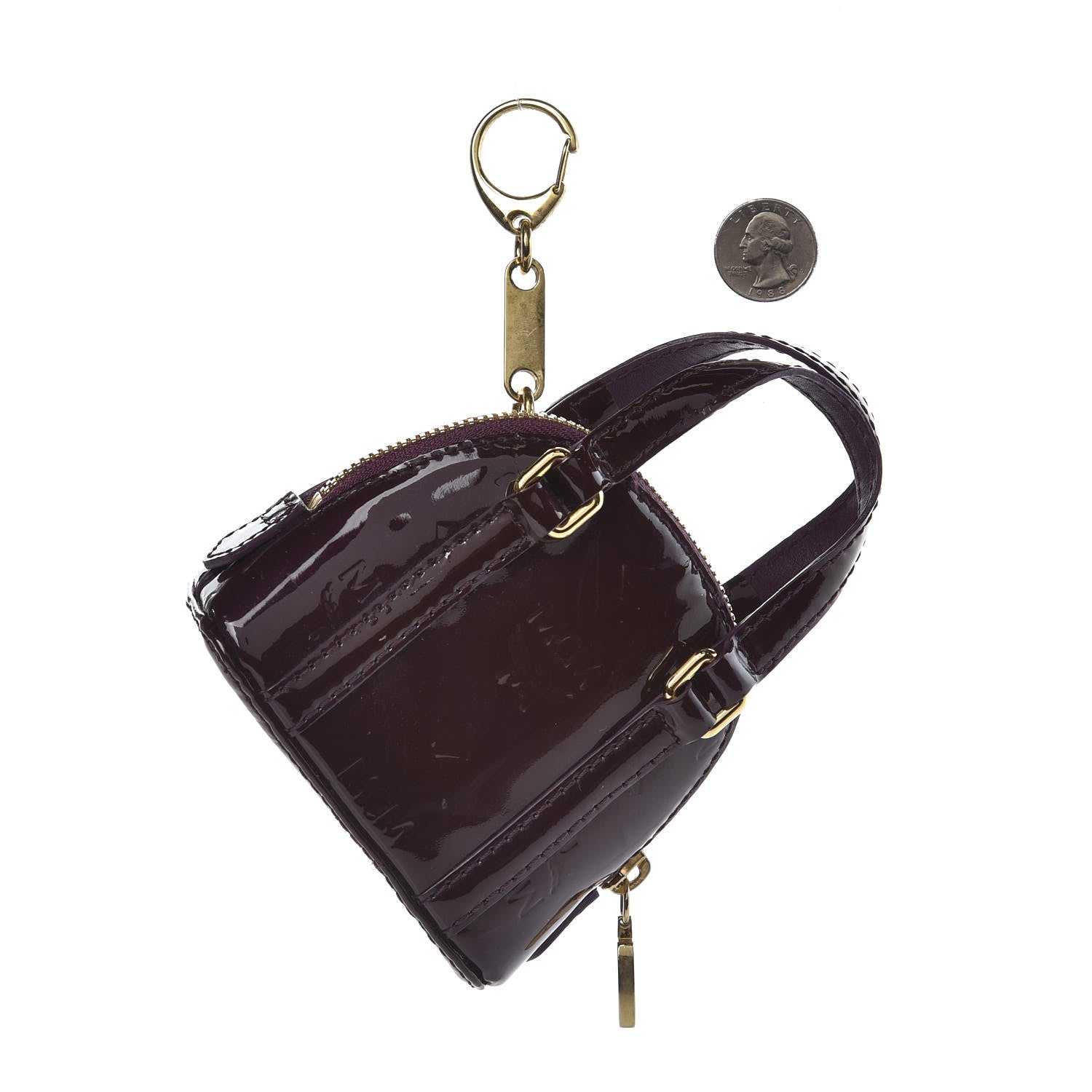 MCM Patent Key Ring Bag Charm Purple 2 of 4
