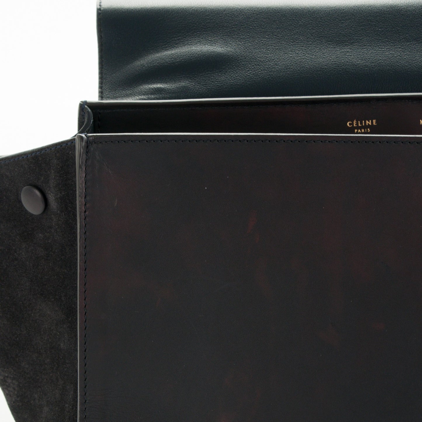 Smooth Calfskin Suede Medium Trapeze Black