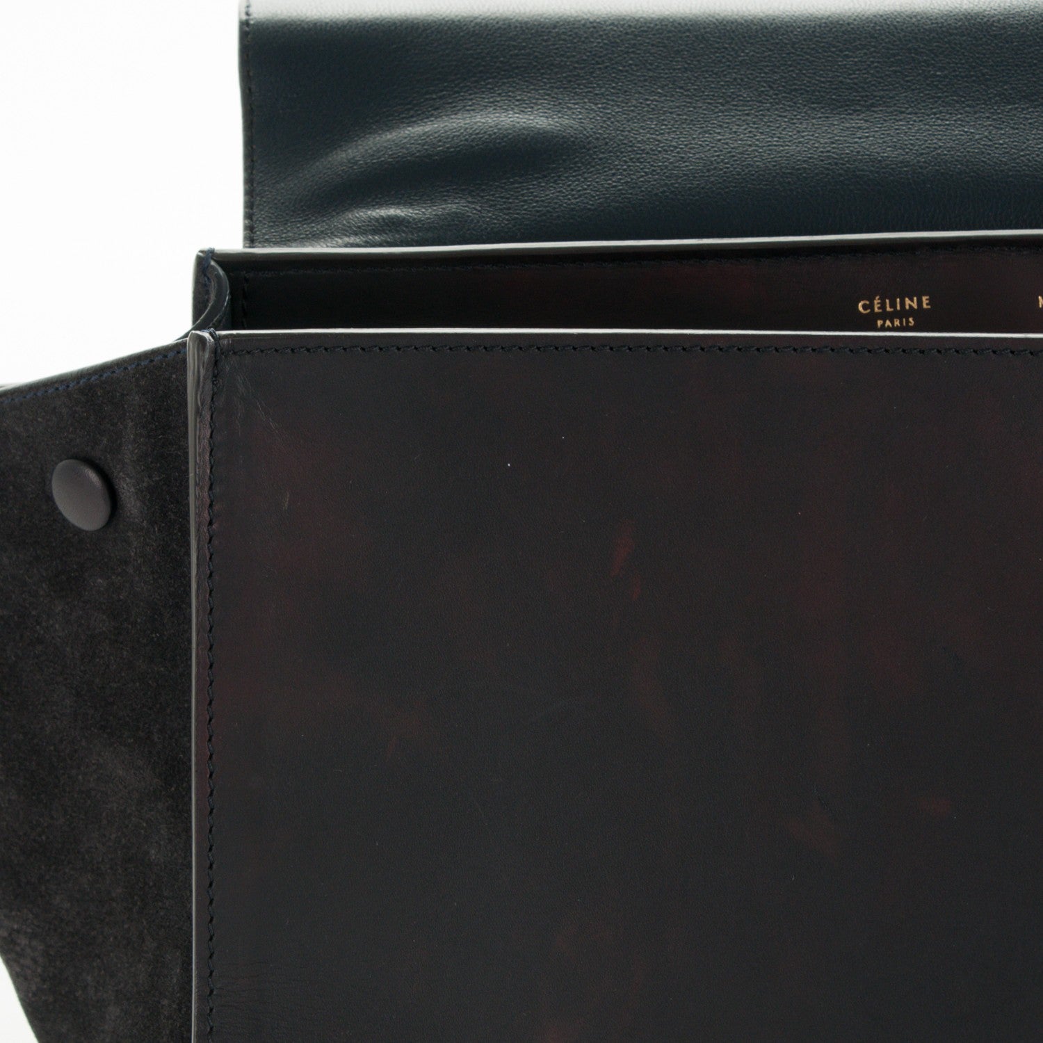 Celine Smooth Calfskin Suede Medium Trapeze Black 7 of 9