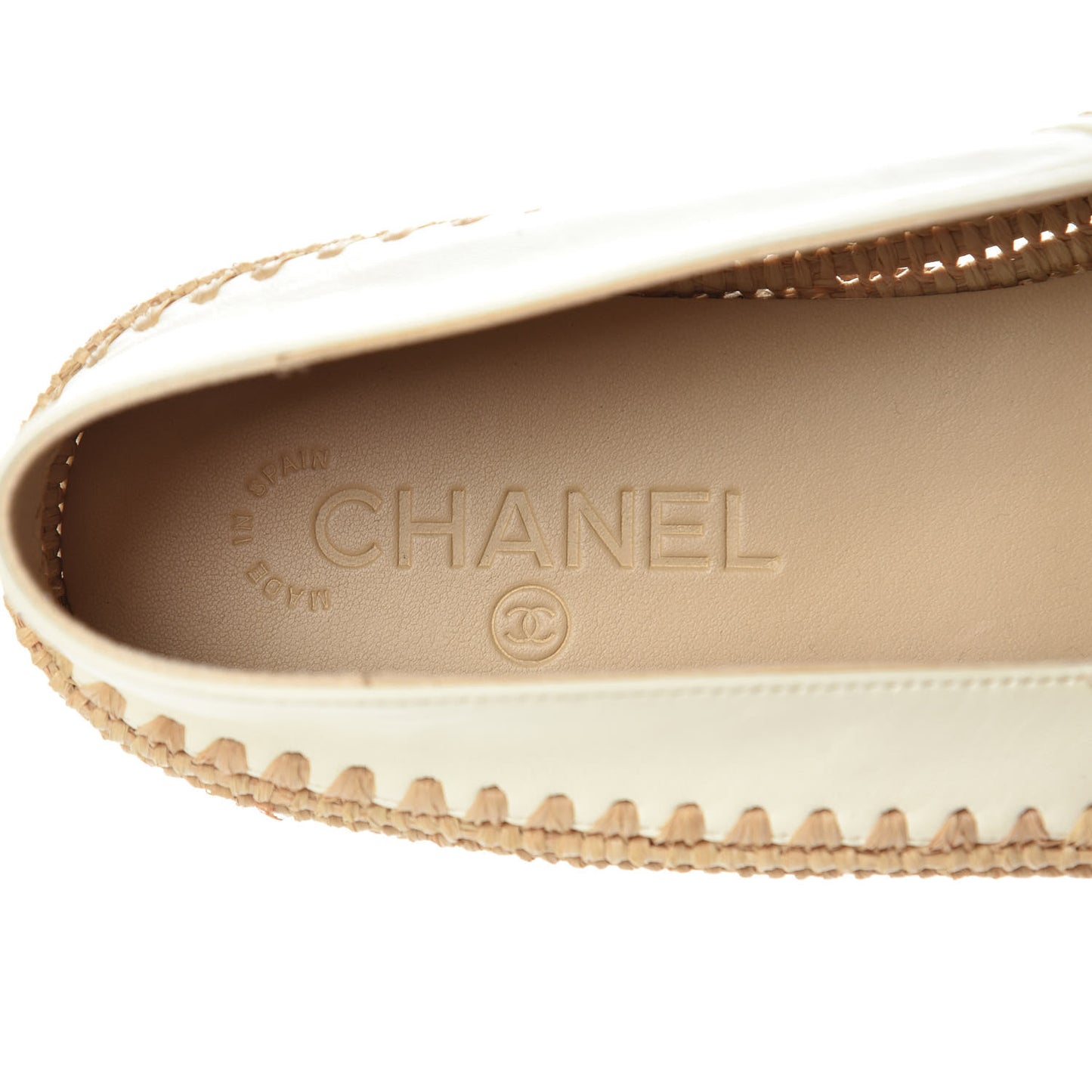 Lambskin Grosgrain CC Espadrilles 41 Ivory Black