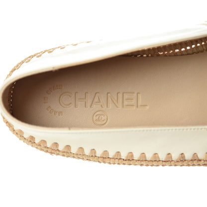 Chanel Lambskin Grosgrain CC Espadrilles 41 Ivory Black 6 of 9