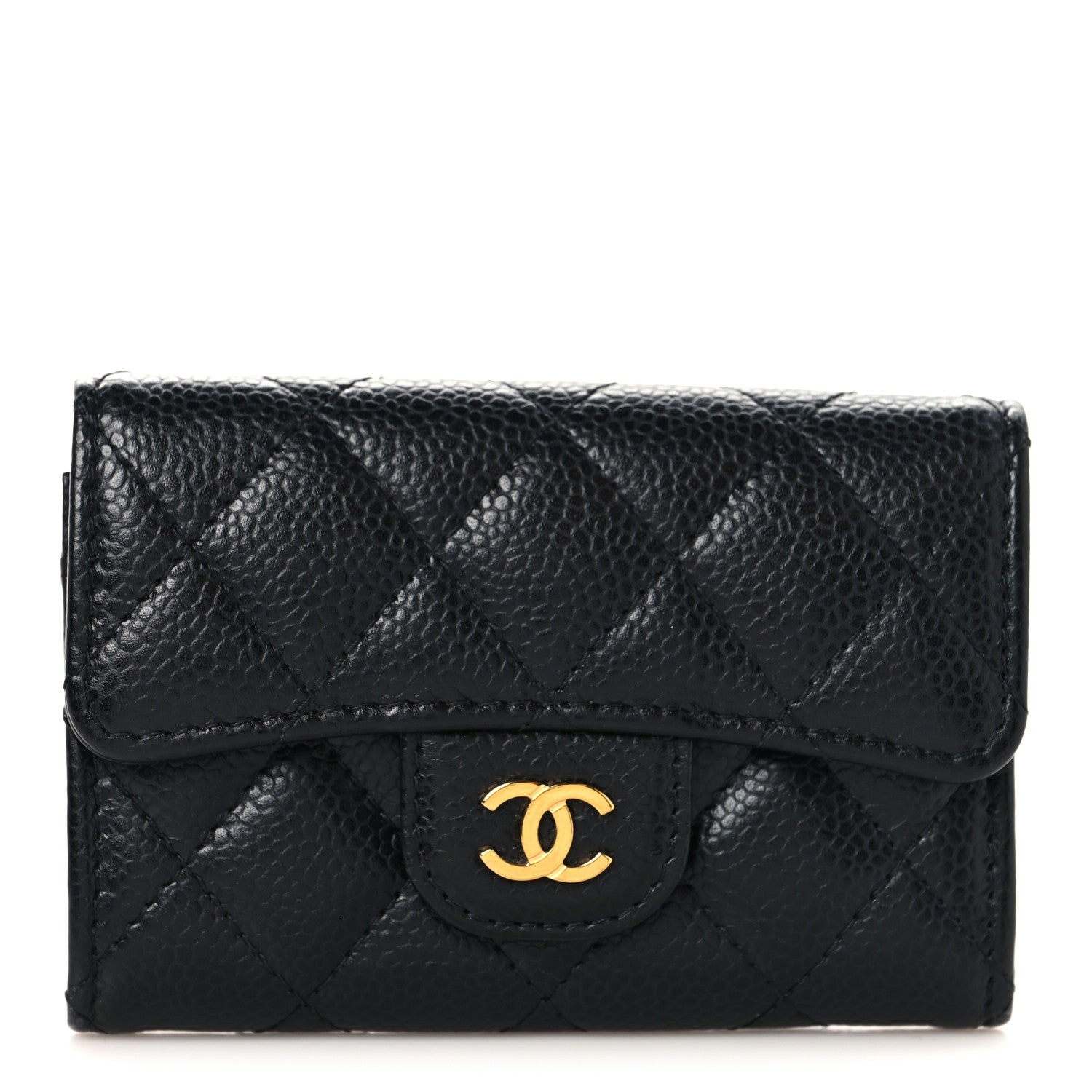 Chanel Caviar Quilted Flap Card Holder Wallet Black Black 1 of 9