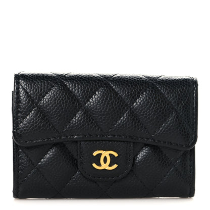 Chanel Caviar Quilted Flap Card Holder Wallet Black Black 1 of 9