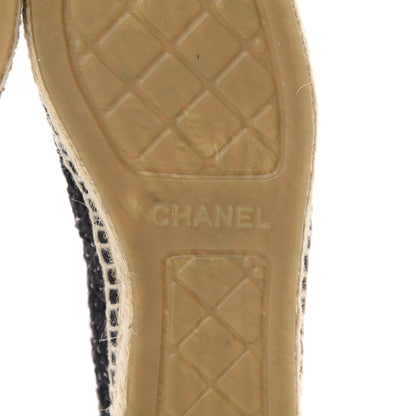 Chanel Metallic Lambskin Tweed CC Espadrilles 36 Black Silver 8 of 12