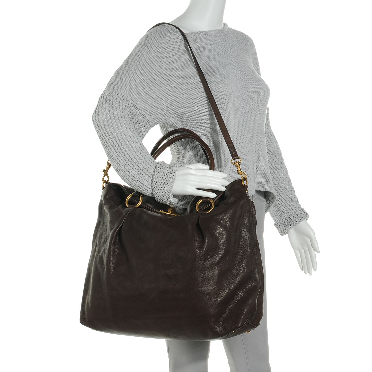 Miu Miu Cervo Shine Shopping Pattina Tote Moro 2 of 9
