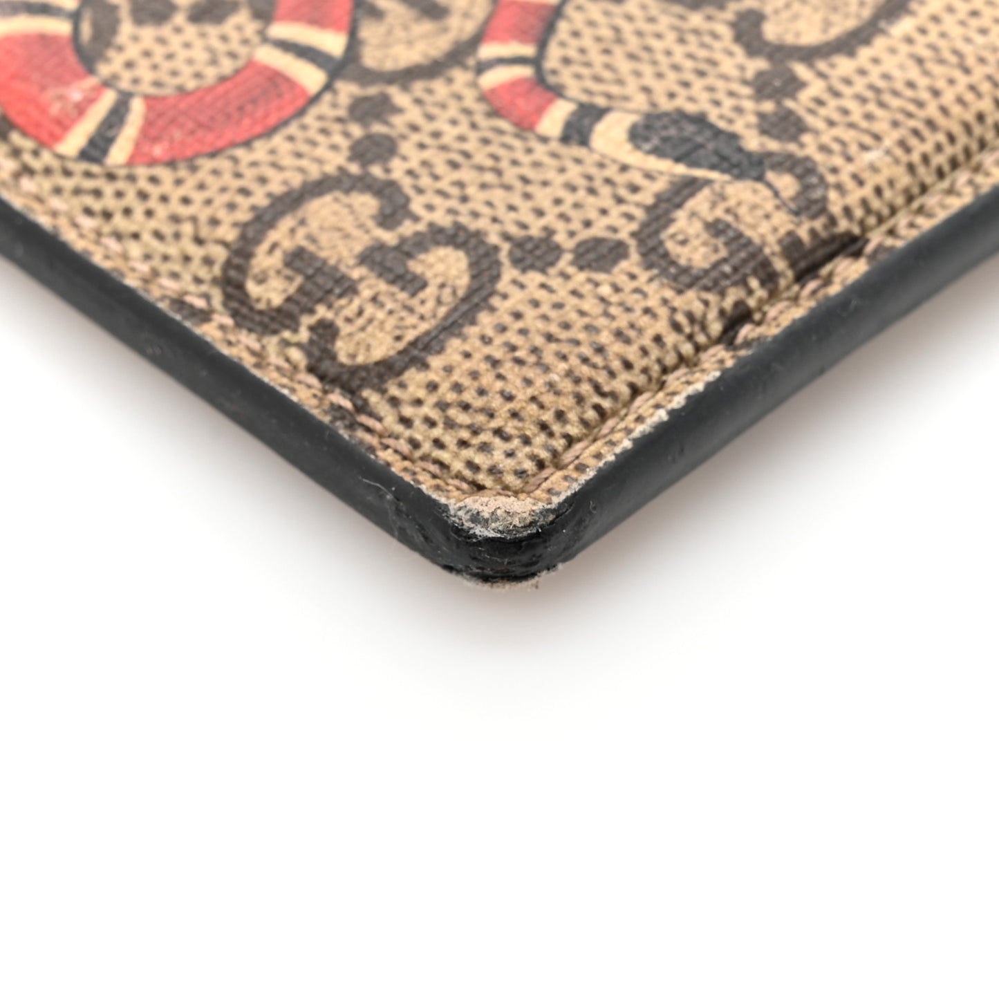 GG Supreme Monogram Kingsnake Card Holder Beige Black