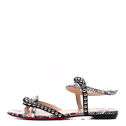 Christian Louboutin Nappa Watersnake Print Galeria Flat Sandals 39.5 Black 1 of 7