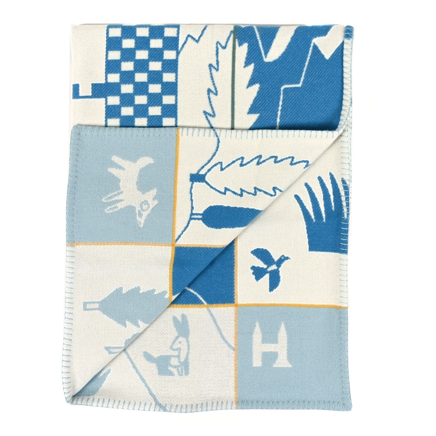 Wool Cashmere Avalon Epopee Blanket Bleu Paon Celadon