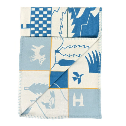 Hermes Wool Cashmere Avalon Epopee Blanket Bleu Paon Celadon 2 of 3