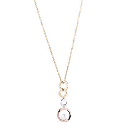 Mikimoto 18K White Yellow Pink Gold Akoya Pearl Circle Drop Pendant Necklace 1 of 7