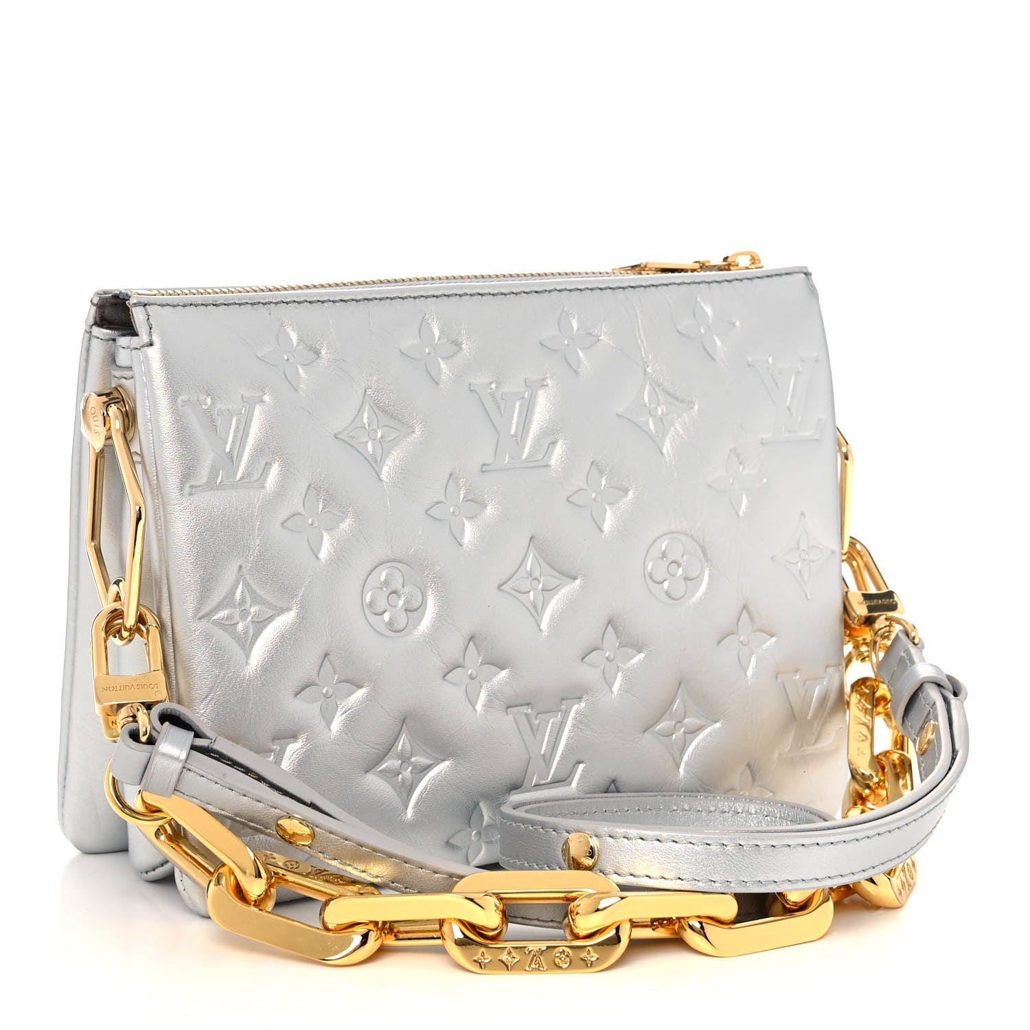 Louis Vuitton Lambskin Embossed Monogram Coussin BB Silver 2 of 9