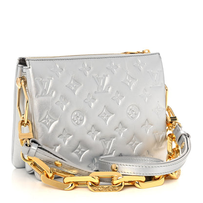 Louis Vuitton Lambskin Embossed Monogram Coussin BB Silver 2 of 9