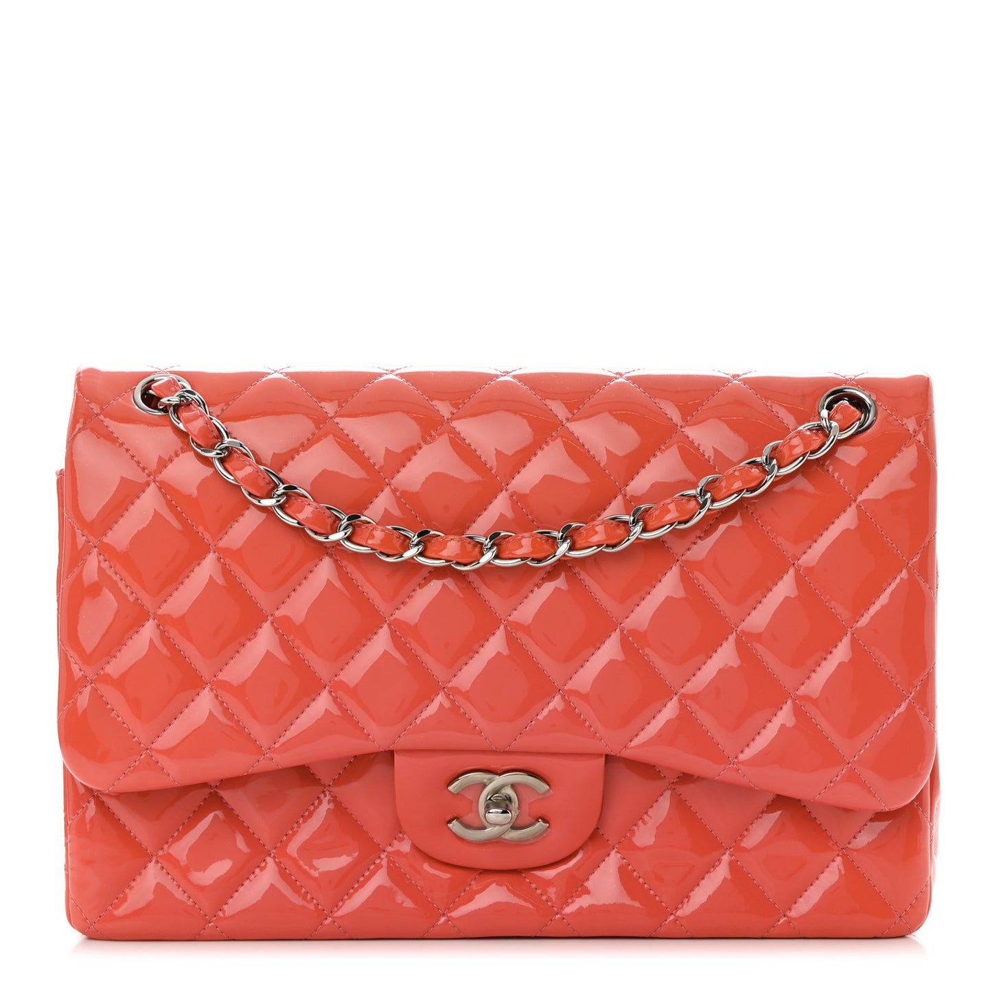 Patent Quilted Jumbo Double Flap Pink