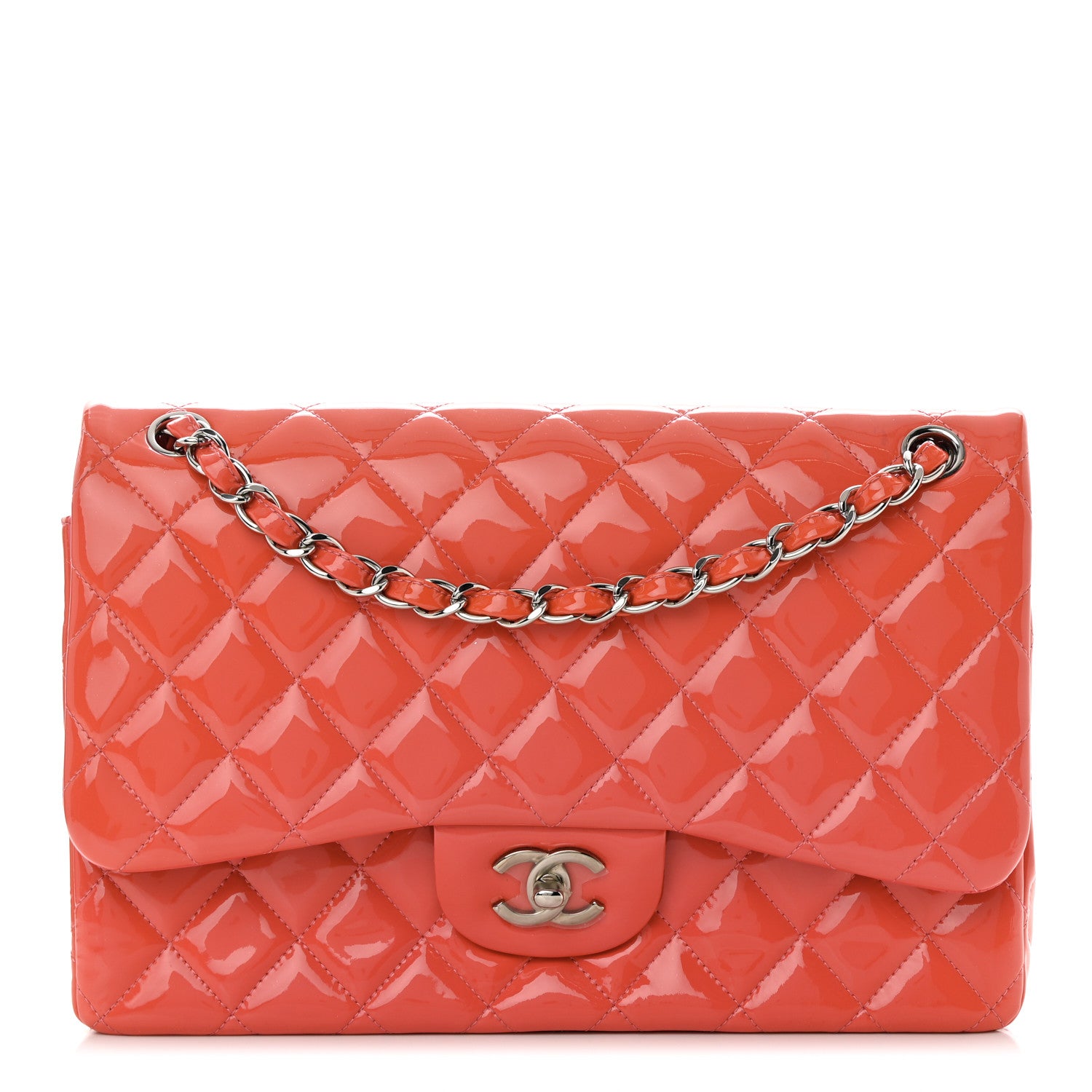 Chanel Patent Quilted Jumbo Double Flap Pink 1 of 14