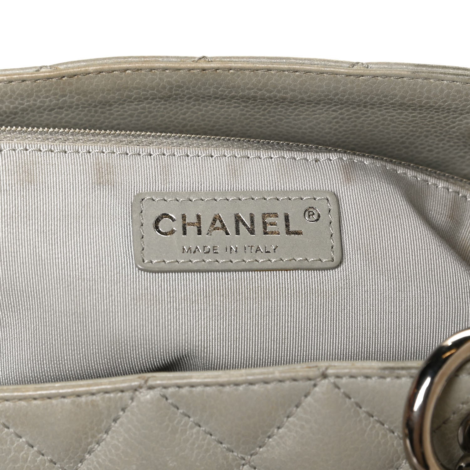 Chanel Caviar Quilted Grand Shopping Tote GST Light Grey 6 of 12