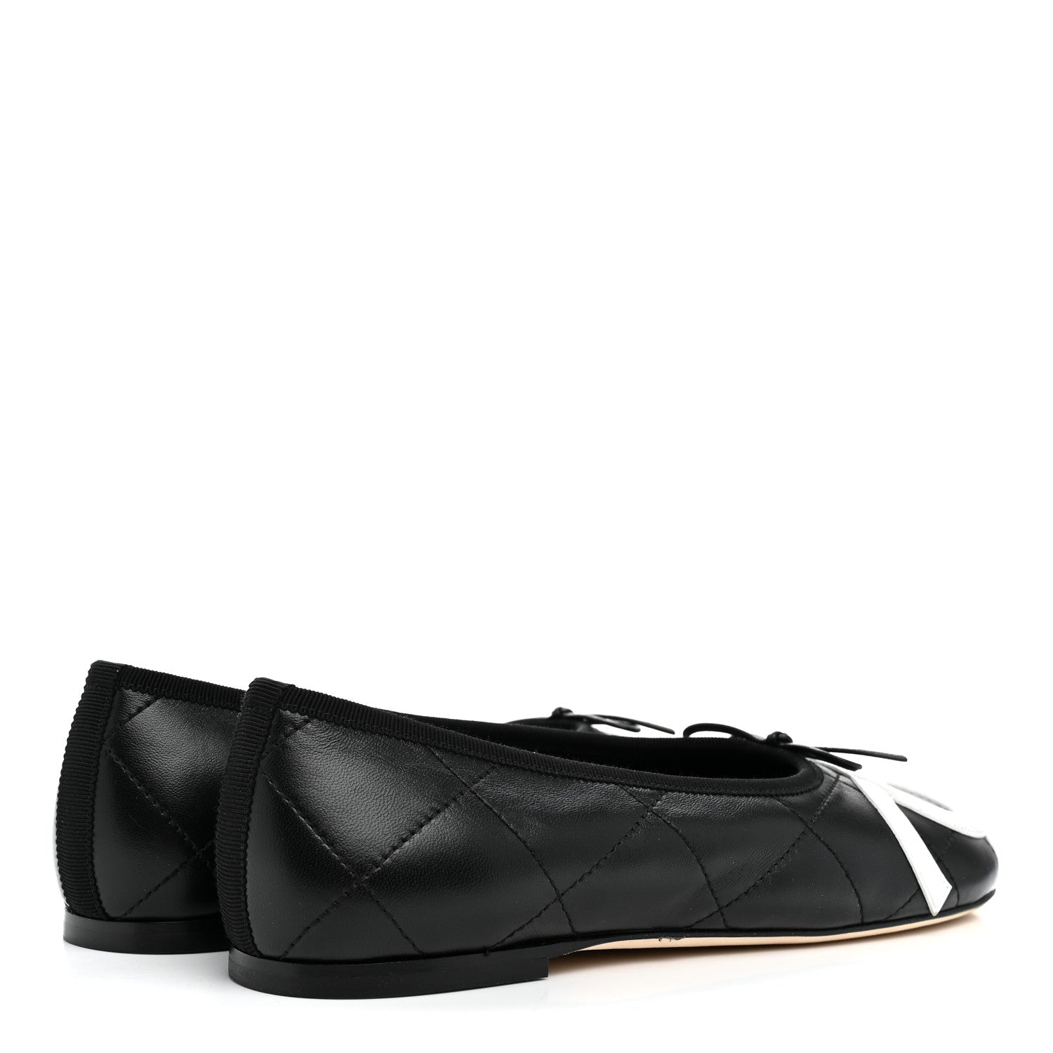 Chanel Lambskin Quilted CC Cambon Ballet Flats 40 Black White 4 of 10