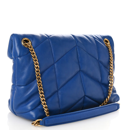 Saint Laurent Lambskin Quilted Small Loulou Puffer Monogram Chain Satchel Majorele Blue 3 of 10